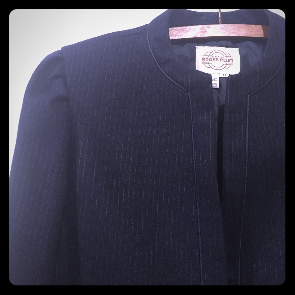 Vintage Brass Plum Navy pinstripe wool blazer